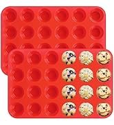 Sakolla 2Pack Mini Muffin Silicone Molds 24 Cups Silicone Egg Bite Molds, Nonstick Silicone Molds...