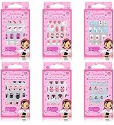 Kalolary 144 PCS Kids False Nail for Girls Gift, Press on Nail Color Short Fake Nails Artificial ...