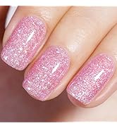 AILLSA Pink Glitter Gel Nail Polish Sheer Pink Rainbow Iridescent Gel Polish Spring Holographic J...