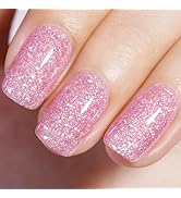 AILLSA Pink Glitter Gel Nail Polish Sheer Pink Rainbow Iridescent Gel Polish Spring Holographic J...