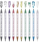10 Color Metal Giltter 3D Nail Art Pens Set, Kalolary Double-ended Nail Point Graffiti Dotting Pe...
