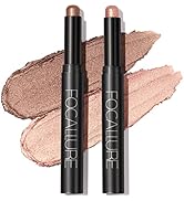 FOCALLURE 2 Pcs Cream Eyeshadow Stick,Shimmer Eyeshadow Pencil Crayon,High Pigmented Eye Shadow P...