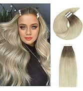 Anrosa Tape in Hair Extensions 16inch Ash Brown to Blonde Fashion Color Remy Virgin Hair Double S...