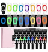SUPWEE Glow in The Dark 3D Sculpting Gel for Nail Art 8 Colors Squeeze Tube Gel Nails for Carving...