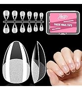 Short Almond Nail Tips, Extra Short Almond Nails BettyCora Soft Gel Tips for Extensions,Half Matt...