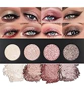 FLYEEO Shiny Shimmer Highlight Eye shadow Palette 4 Colors, Cosmetics Shimmer Eyeshadow Palette, ...