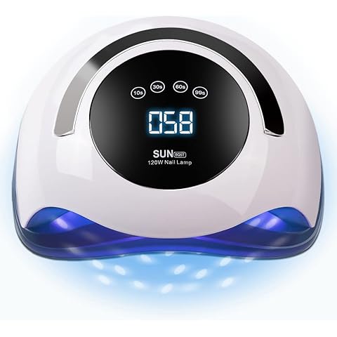 W&H UV LED Curing Lamp, 120W Faster Gel Nail Dryer Professional Nail Dryer Machine with 4 Timer Settings Touch Screen (Sun BQ5T) (White)