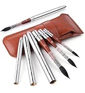 Squirrel Hair Travel Watercolor Brushes, Fuumuui 3pcs Natural Soft Squirrel Mop Round Fine Tip Qu...
