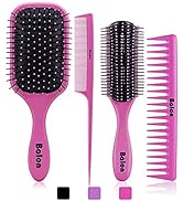 4Pcs Hair Brushes for Women, Hair Comb for Women and Detangling Paddle Brush, Great On Wet or Dry...