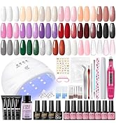 Gel Nail Polish Kit with U V Light and Drill 16 Colors Nail Polish Kit 4 Colors Poly Nail Extensi...