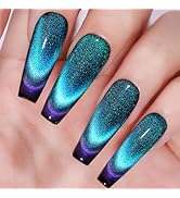 SUPWEE 9D Cat Eye Gel Nail Polish with Magnet, 10ML Cateye Nail Polish Gel Holographic Chameleon ...