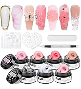 SUPWEE Solid Builder Gel for Nail Extension Non Stick Hand Scupture Hard Gel with Dual Form Nail ...