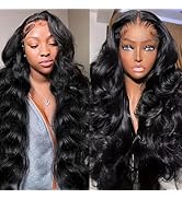 Yilike 34 Inch Body Wave Lace Front Wigs Human Hair Wig for Women 13x6 Transparent Lace Front Wig...