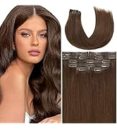 Anrosa 110G 18Inch 7PCS Clip Ins Real Human Seamless Clip in Hair Extensions Sew in Human Hair Ch...