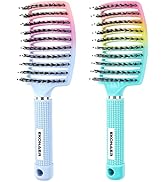 2 Pack Detangling Brush Getting Knots Out without Pain Adds Shine and Makes Hair Smooth,Detangler...