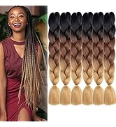 jiefeng 6 PCS/Lot Braiding Hair Extensions for Women 24 Inch High Temperature Synthetic Ombre Jum...