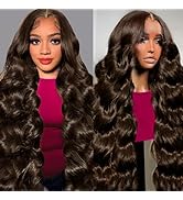 Tiwugi Chocolate Brown Lace Front Wig Human Hair 30 Inch 13x6 Hd Lace Front Wigs Human Hair Body ...