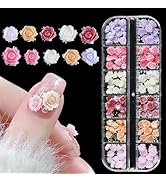 Fcozpjk 180PCS 3D Flowers Nail Charms - Flat-back Resin Rose Camellia Flower Nail Art Decoration ...
