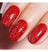 AILLSA Christmas Glitter Gel Nail Polish Bright Red Sparkle Gel Polish Iridescent Holographic Gel...