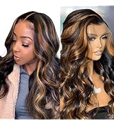 CHUDI Ombre Lace Front Wigs Human Hair Balayage 1B/30 210 Density 13x4 HD Lace Frontal Wigs Pre P...