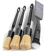 Car Detailing Brush Set, 4 PCS Soft Boars Hair Auto Interior Cleaning Detail Brushes, Perfect for...