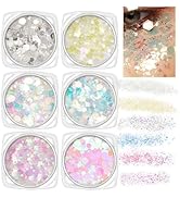 ZHISHUDL 6 Color Body Glitter Face Glitter Gel Silvery White Face Glitter Makeup Holographic Sequ...