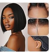 5x5 HD Lace Bob Wig Human Hair, 180% Density Straight Glueless Wigs Human Hair Ultra-thin Real HD...