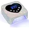 CHRISTINE SHELLY UV LED Nail Lamp 72W Rechargeable Sparkly Wireless Nail Dryer Gel Polish Light with 5 Timer Setting Professional Quick Dry Curing Lamp with Display Auto Sensor for Salon & Home