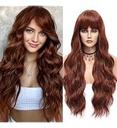 Vomella Long Auburn Wave Wig 26 Inch Long Curly Wavy Wigs for Women Natural Looking Synthetic Hea...