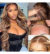 28 Inch Wear and Go Glueless Wigs Human Hair Pre Plucked Pre Cut For Beginners Highlight Ombre Bo...