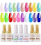 ARTE CLAVO 24 Pcs Gel Nail Polish Kit, Neon Nail Polish Hot Pink Magenta Lemon Green Soak Off Nai...