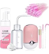 AREMOD Eyelash Cleanser for Extensions, Lash Shampoo Kit with Lash Fan, 50ml Lash Shampoo,Cleanin...