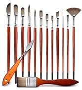 14pcs Acrylic Paint Brushes, Professional Synthetic Bristles Paint Brush Set with Extra Palette K...