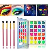 Kalolary Glow in the Dark Makeup, Neon Eyeshadow Glow Palette UV Glow Blacklight Matte and Glitte...