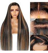 KEUET Highlight Wear and Go Glueless Wig Human Hair Pre Cut 32 Inch 7x5 Balayage Glueless HD Lace...