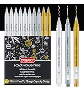 PANDAFLY Gold Silver White Gel Pens, 10Pack, 1mm Fine Point 3 Colors Gel Ink Pen Set, Opaque Arch...