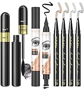 POPMISOLER 6PCS Double-head Eyeliner Pencil with Eyeliner Stamp,2 in 1 Mascara Volumizing,Lengthe...