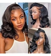 Gureimi 14 Inch Bob Wig Human Hair Short 13x6 Lace Front Wigs Human Hair 200 Density HD Lace Fron...