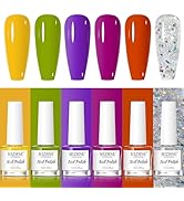 MIZHSE Nail Polish Set 6 Summer Bright Colors Quick Dry Nail Polish Set for Women Girls, Green Pu...