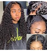Deep Wave Lace Front Wigs Human Hair Pre Plucked 13x4 HD Lace Frontal Wig with Baby Hair 150% Den...