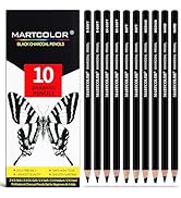 MARTCOLOR Charcoal Pencils for Drawing, 10 Pieces (S-Soft, Ex-Soft, Soft, Medium, & Hard) Charcoa...