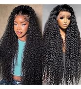 FIONAT Deep Wave Lace Front Wigs Human Hair 180% Density 13x6 Lace Front Wigs Human Hair Pre Pluc...