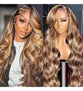 Honey Blonde Ombre Lace Front Wig Human Hair 22 Inch Highlight 13X4 Body Wave Lace Front Wigs Hum...