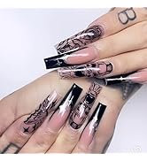 24 Pcs Halloween Decorations Nude Press on Nails Long -BHLFRH Fake Nails Coffin Nail Press ons Bl...