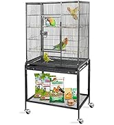 Epetlover 53-Inch Standing Wrought Iron Birdcage Large Parrot Flight Bird Cage with Rolling Stand...