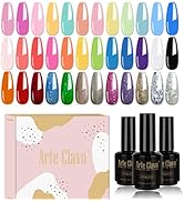 Arte Clavo Neon Gel Nail Polish - 36Pcs Pastel Macaron Colors Collection, Bright Glitter Gel Nail...