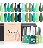 VENALISA 12Pcs Green Gel Nail Polish Set, Sage Emerald Green Gel Polish Kit Mint Olive Light Gree...