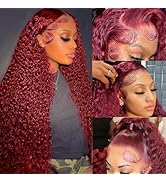 ROYAL IMPRESSION 99J Burgundy Deep Wave Lace Front Wigs Human Hair 4x4 HD Lace Closure Wigs Human...