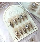 10pcs Handmade Press on Nails for Women Girls,Long Stiletto Luxury Fake Diamond Fake Nails,Bling ...