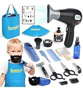 Sanlebi Barber Shop Pretend Play Toy, Kids Hair Salon Toys, Kids Shaving Kit for Boys Ages 3+ wit...